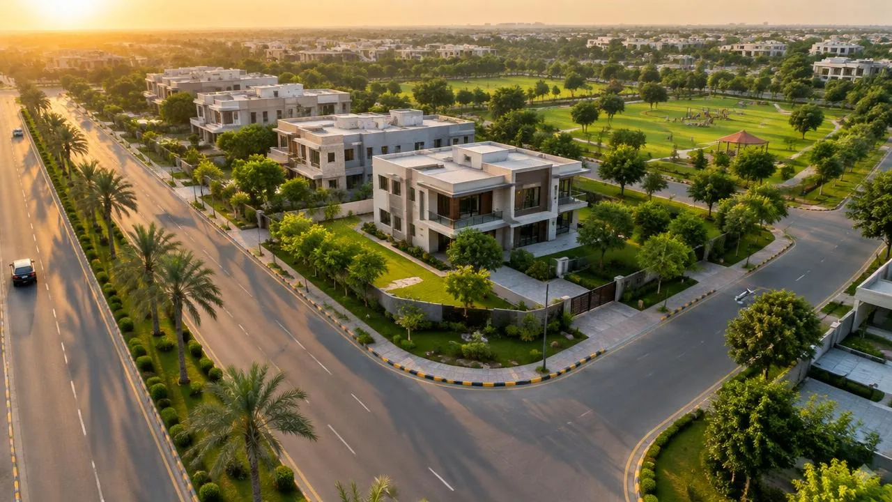 Corner plot on a main boulevard facing a park in DHA Lahore