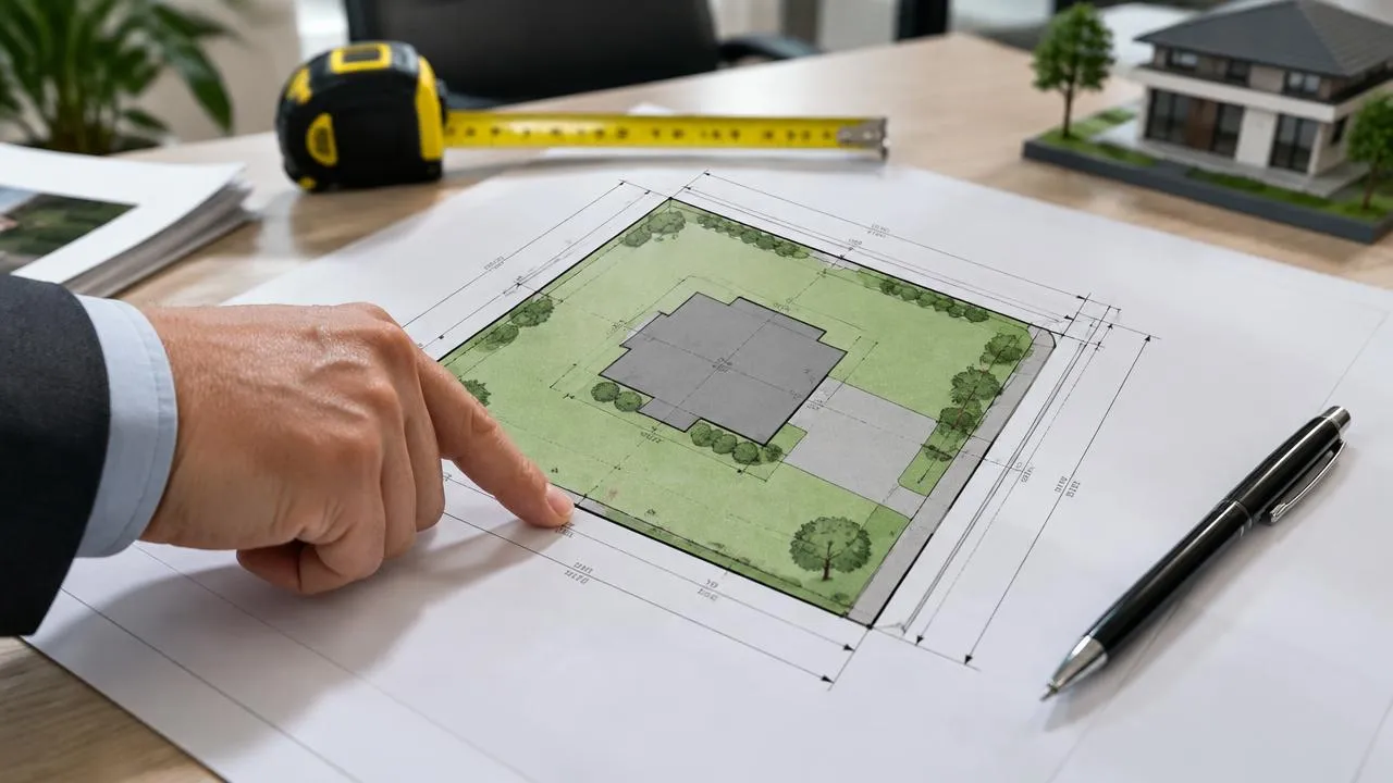 Site plan of a DHA Lahore corner plot showing exact dimensions